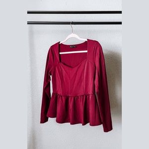 ASOS CURVE. Scuba Top. Long Sleeve. Peplum hem.